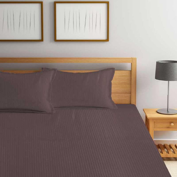 Buy Cora Stripe Bedsheet _ Brown Bedsheets from Vaaree