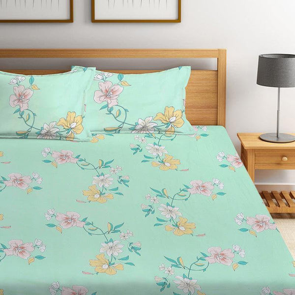 Buy Cyan Mangolia Bedsheet Bedsheets from Vaaree