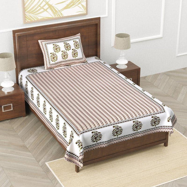 Buy Daphne Ethnic Bedsheet - Beige Bedsheets from Vaaree