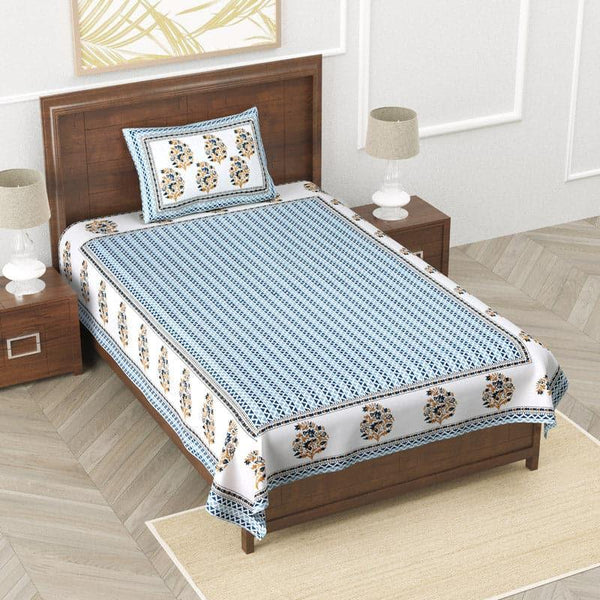 Buy Daphne Ethnic Bedsheet - Blue Bedsheets from Vaaree