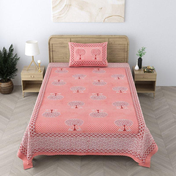 Buy Darcy Printed Bedsheet - Peach Bedsheets from Vaaree