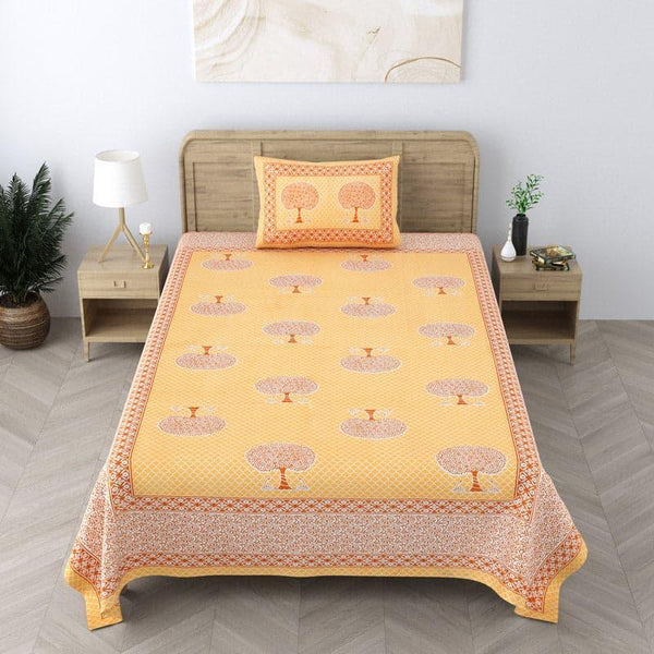 Buy Darcy Printed Bedsheet - Yellow Bedsheets from Vaaree