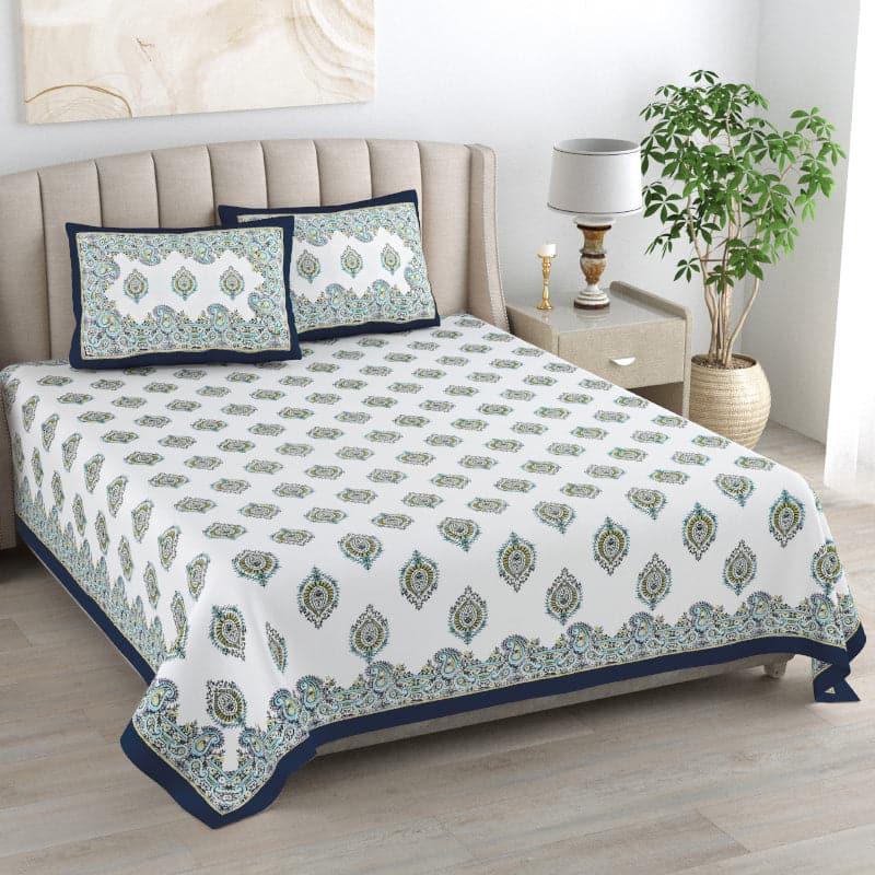 Buy Deekshika Printed Bedsheet - Blue Bedsheets from Vaaree