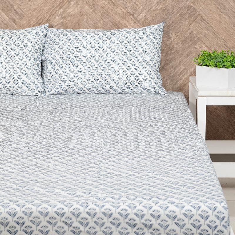 Buy Denara Ethnic Printed Bedsheet - Blue Bedsheets from Vaaree