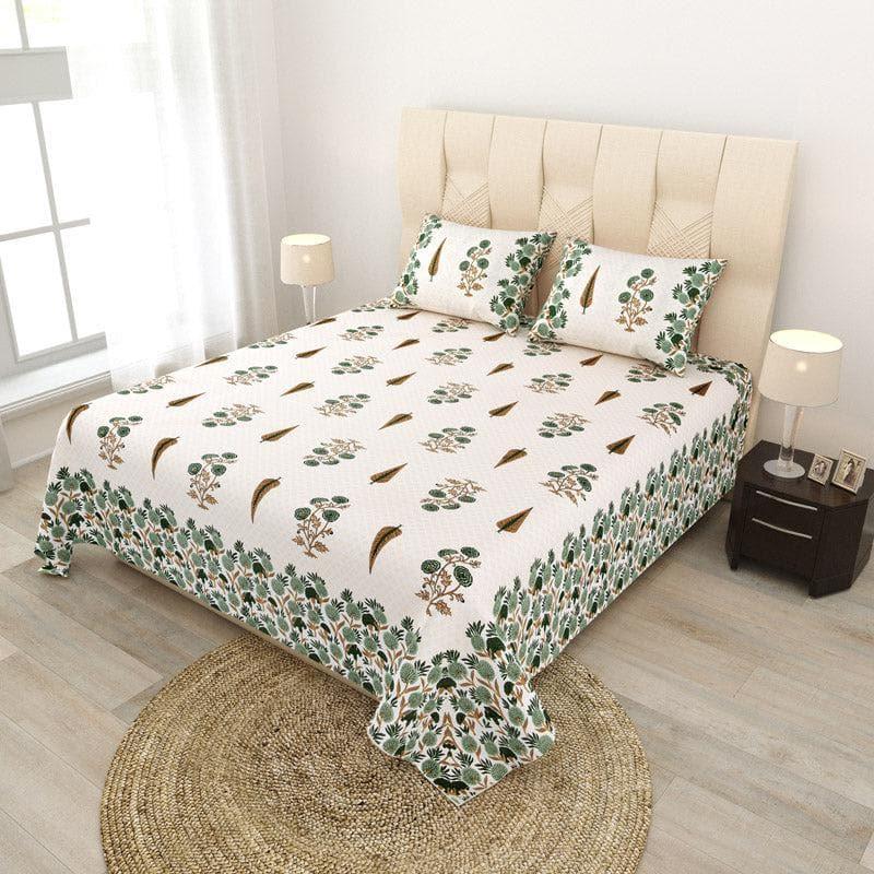 Buy Devika Ethnic Printed Bedsheet - Green Bedsheets from Vaaree