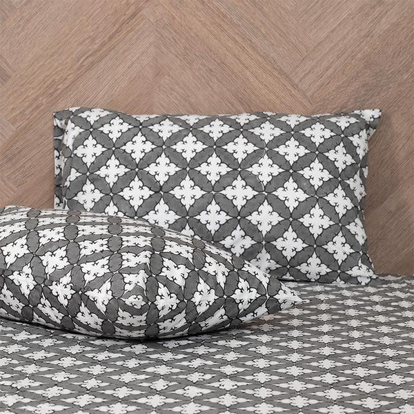 Buy Deya Ethnic Printed Bedsheet - Grey Bedsheets from Vaaree