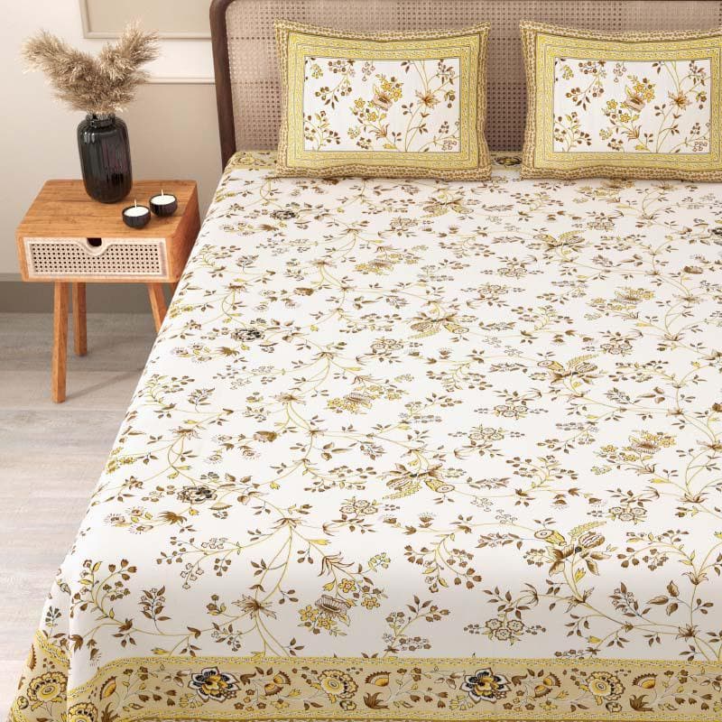 Buy Dithi Printed Bedsheet - Mustard Bedsheets from Vaaree