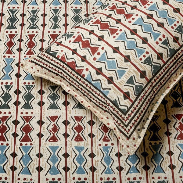 Buy Dots & Stripes Bedsheet - Blue & Maroon Bedsheets from Vaaree