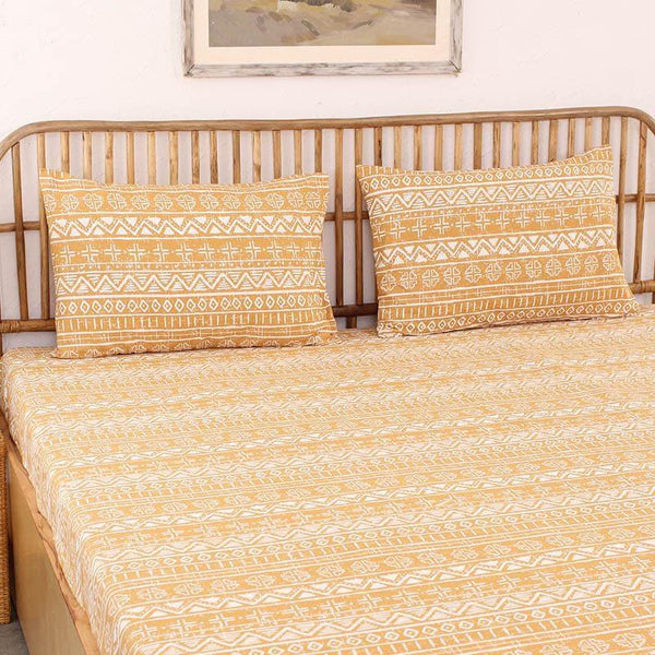 Bedsheets - Kullu Patti Bedsheet - Yellow