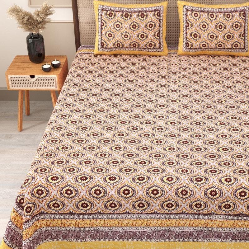 Buy Dreamy Drapezzz Bedsheet - Orange Bedsheets from Vaaree