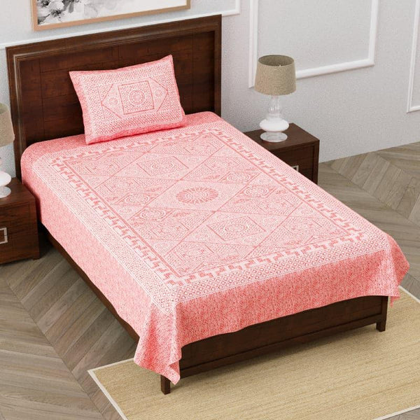 Bedsheets - Elena Printed Bedsheet - Pink