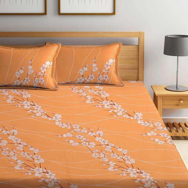 Buy Elle Bloom Bedsheet - Cantelope Bedsheets from Vaaree