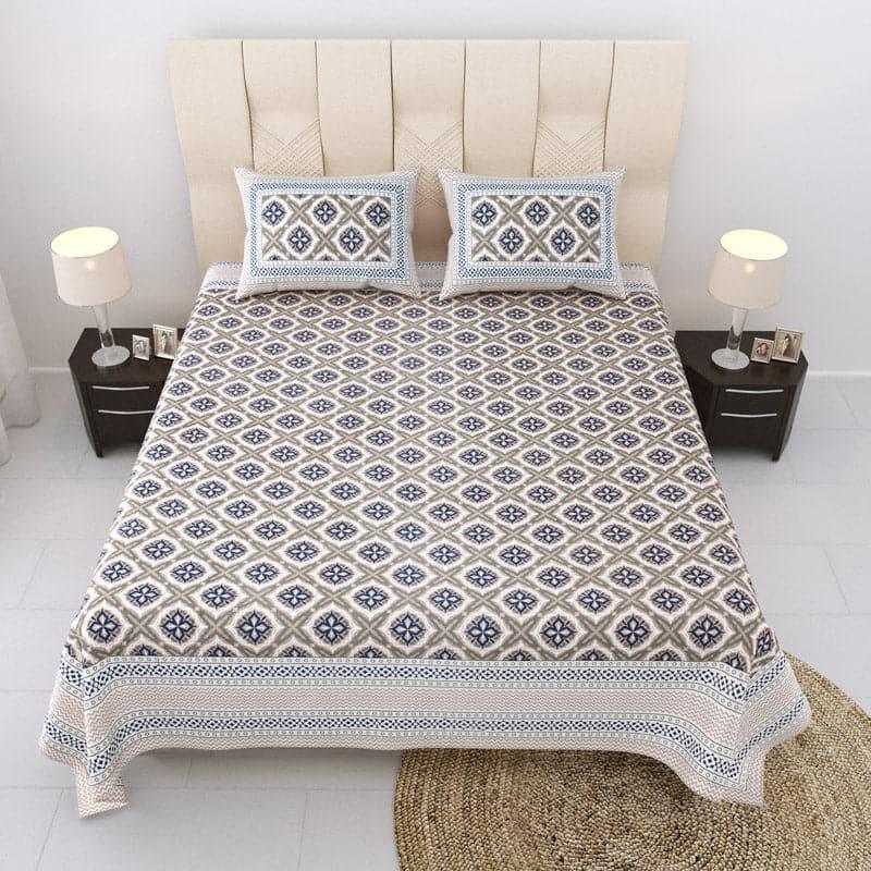 Buy Elsie Printed Bedsheet - Blue & Brown Bedsheets from Vaaree