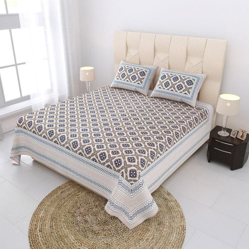 Buy Elsie Printed Bedsheet - Blue & Brown Bedsheets from Vaaree