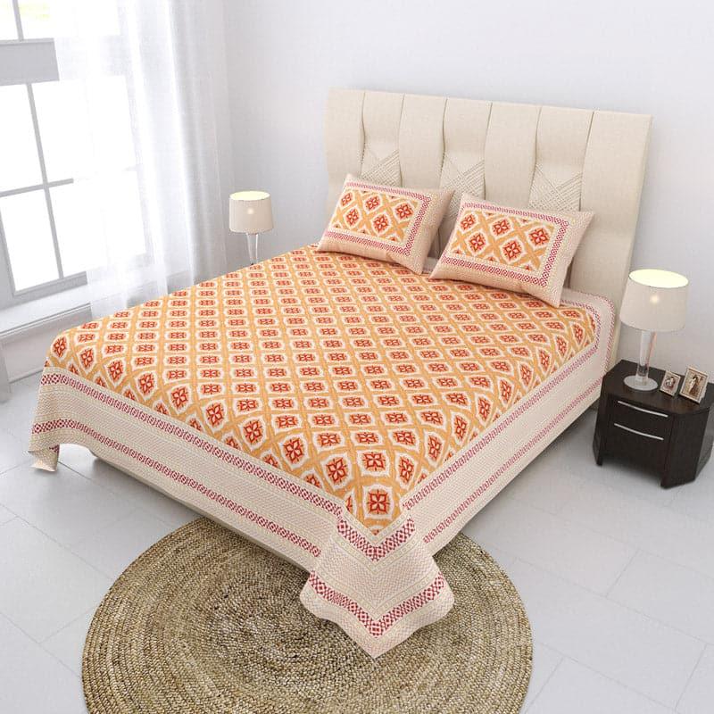 Buy Elsie Printed Bedsheet - Red & Peach Bedsheets from Vaaree