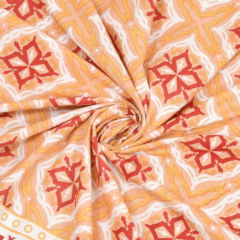 Buy Elsie Printed Bedsheet - Red & Peach Bedsheets from Vaaree