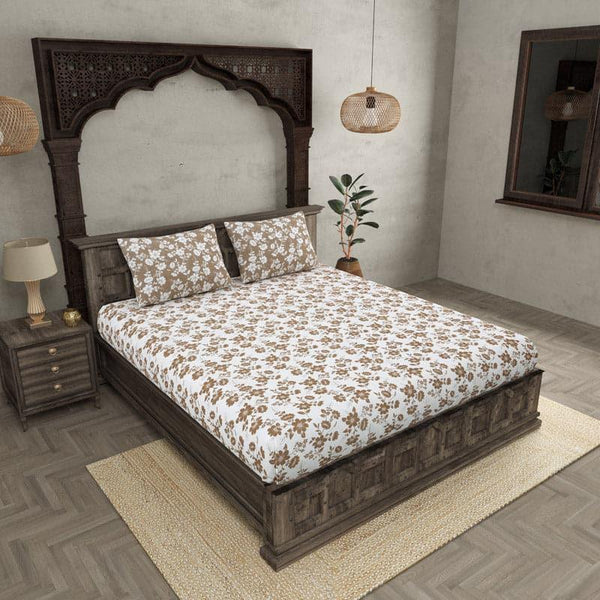 Buy Erdene Fuse Bedsheet - Light Brown Bedsheets from Vaaree