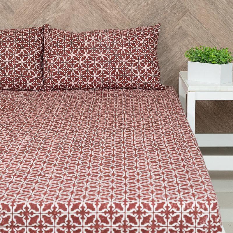 Buy Estheva Ethnic Printed Bedsheet - Maroon Bedsheets from Vaaree