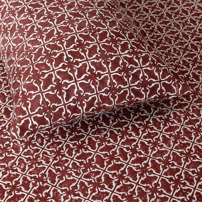 Buy Estheva Ethnic Printed Bedsheet - Maroon Bedsheets from Vaaree