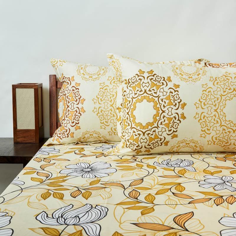 Buy Ethereal Blooms Bedsheet - Yellow Bedsheets from Vaaree