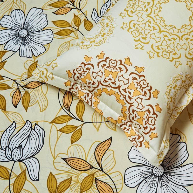 Buy Ethereal Blooms Bedsheet - Yellow Bedsheets from Vaaree