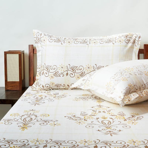 Bedsheets - Ethnic Charms Bedsheet - Yellow