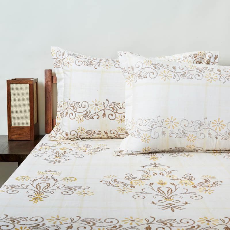 Bedsheets - Ethnic Charms Bedsheet - Yellow