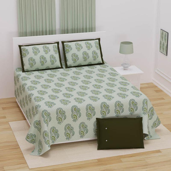 Buy Ethnic Floral Bedsheet - Green Bedsheets from Vaaree