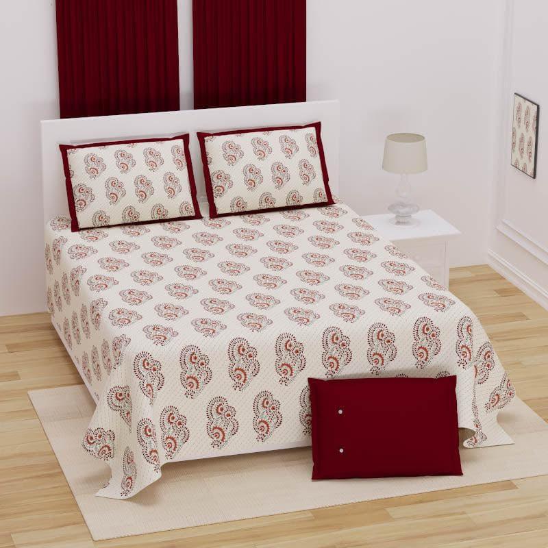 Buy Ethnic Floral Bedsheet - Red Bedsheets from Vaaree