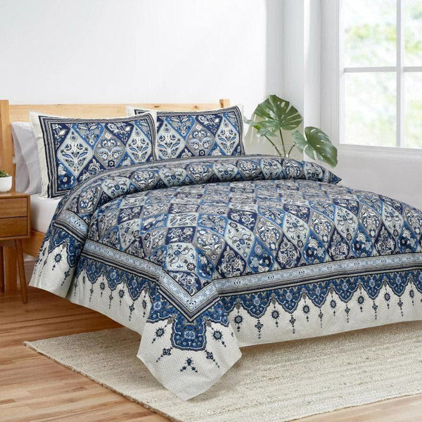 Bedsheets - Ethnic Nirmala Bedsheet - Blue