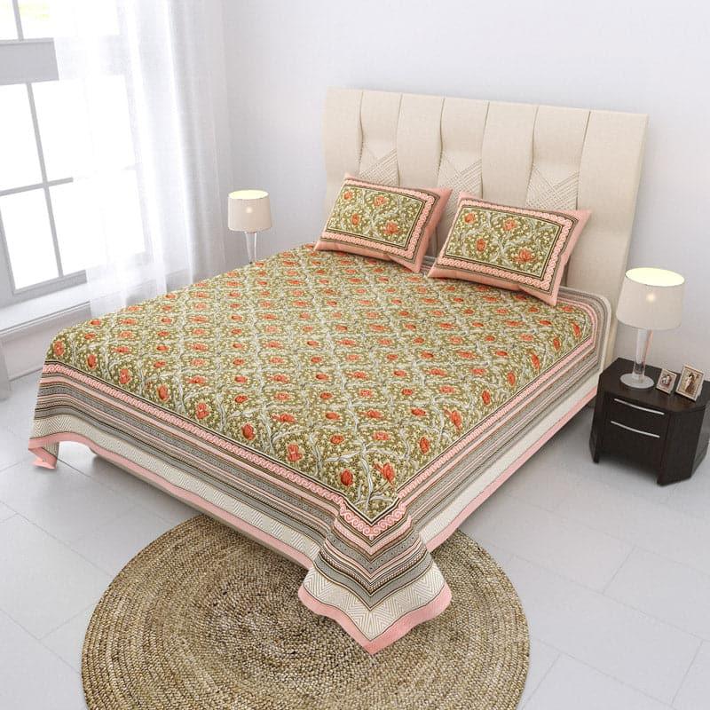 Buy Evangeline Printed Bedsheet - Olive Bedsheets from Vaaree