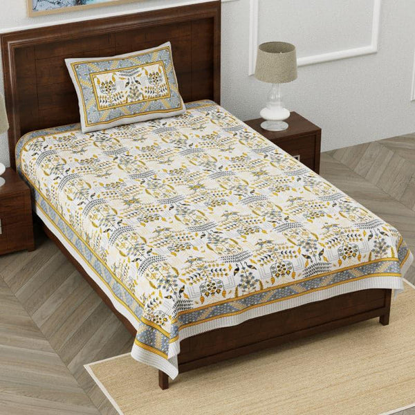 Buy Evie Printed Bedsheet - Yellow Bedsheets from Vaaree