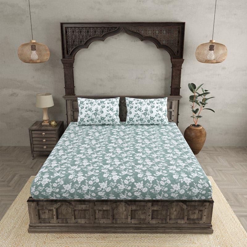 Bedsheets - Flemi Floral Bedsheet - Aqua