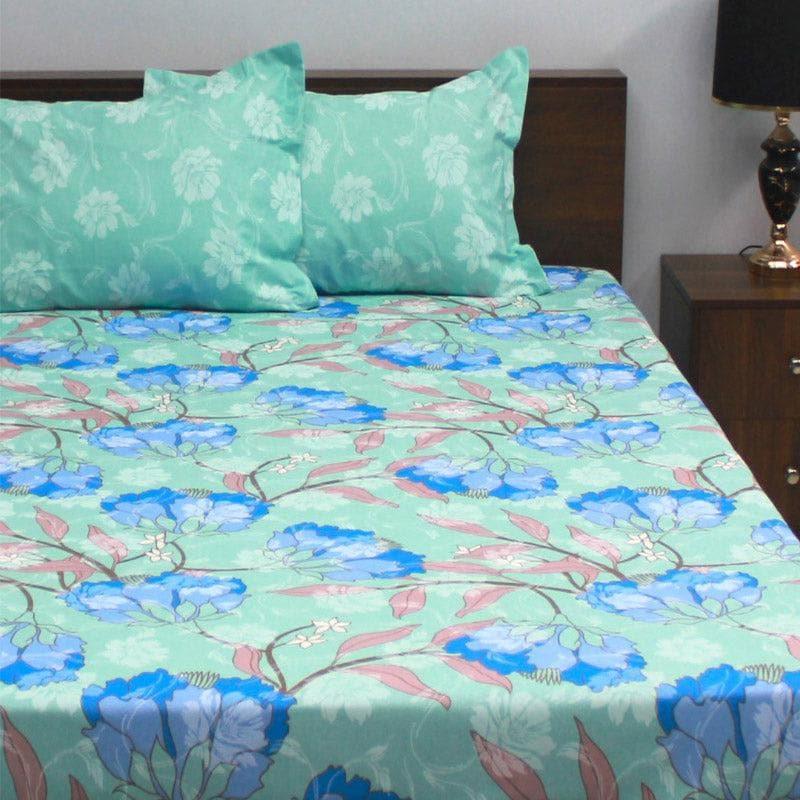 Buy Floral Fable Bedsheet - Blue & Green Bedsheets from Vaaree