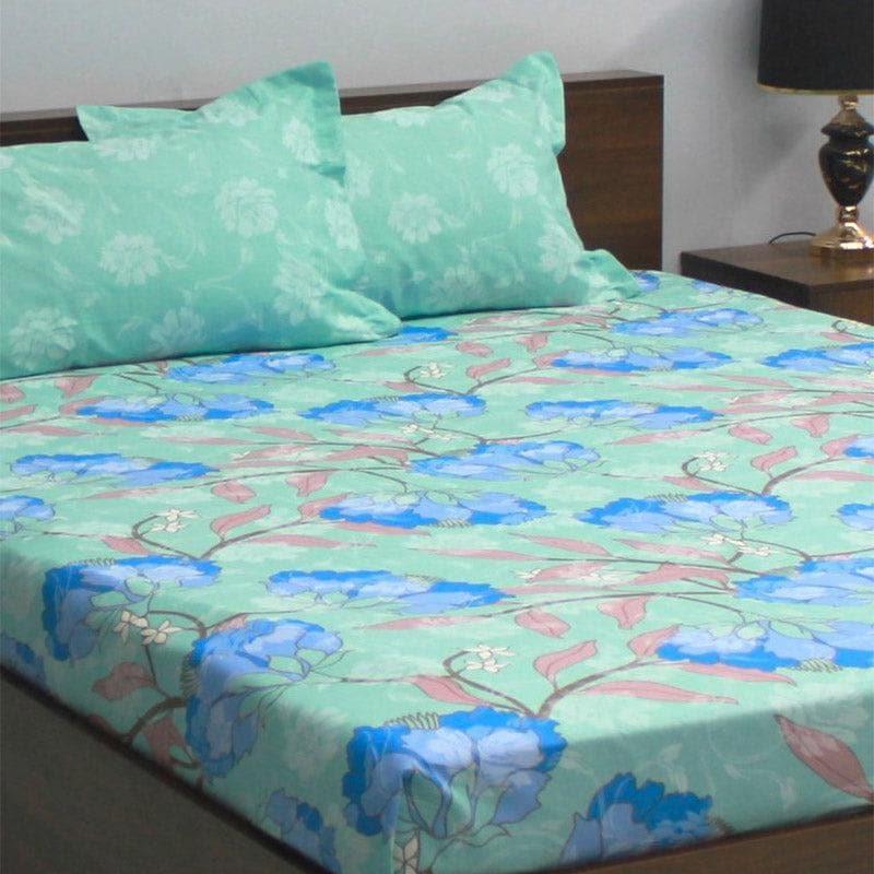 Buy Floral Fable Bedsheet - Blue & Green Bedsheets from Vaaree