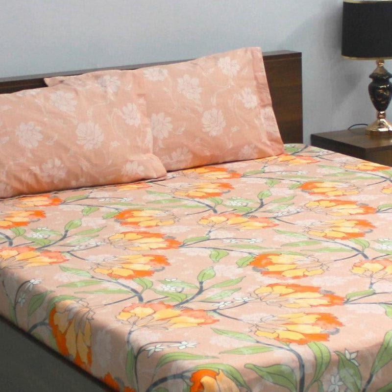 Buy Floral Fable Bedsheet - Orange Bedsheets from Vaaree