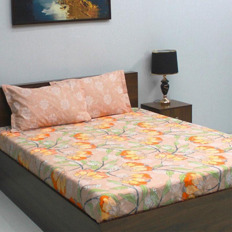 Buy Floral Fable Bedsheet - Orange Bedsheets from Vaaree