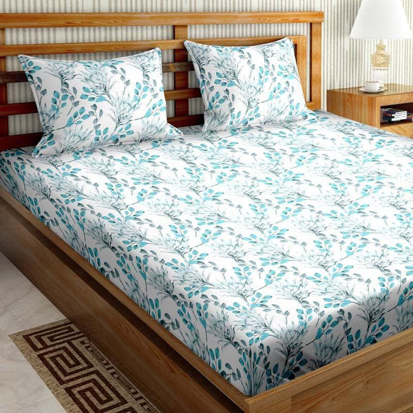 Buy Floral Fantasia Bedsheet - Sky Blue Bedsheets from Vaaree