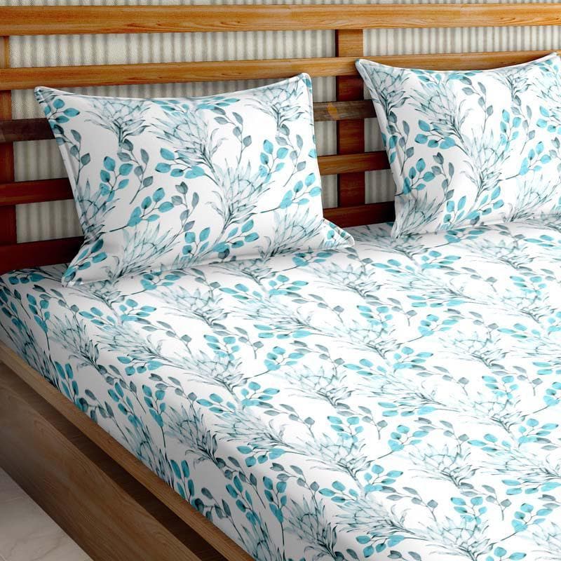 Buy Floral Fantasia Bedsheet - Sky Blue Bedsheets from Vaaree