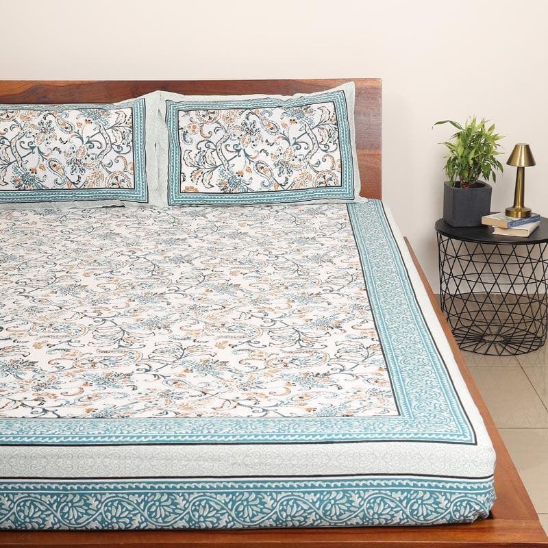 Buy Floral Flush Bedsheet - Blue Bedsheets from Vaaree