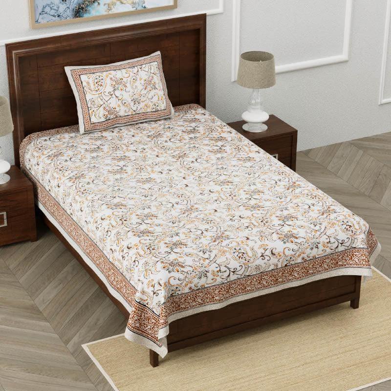 Buy Floral Flush Bedsheet - Brown Bedsheets from Vaaree