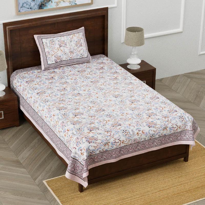 Bedsheets - Floral Flush Bedsheet - Plum