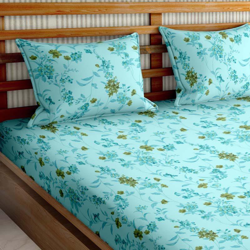 Buy Floral Fun Bedsheet - Cyan Bedsheets from Vaaree