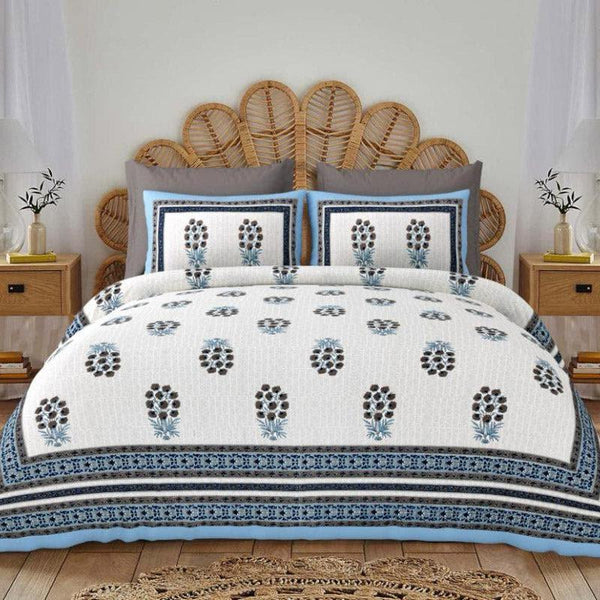 Buy Floral Gardenia Bedsheet-Blue Bedsheets from Vaaree