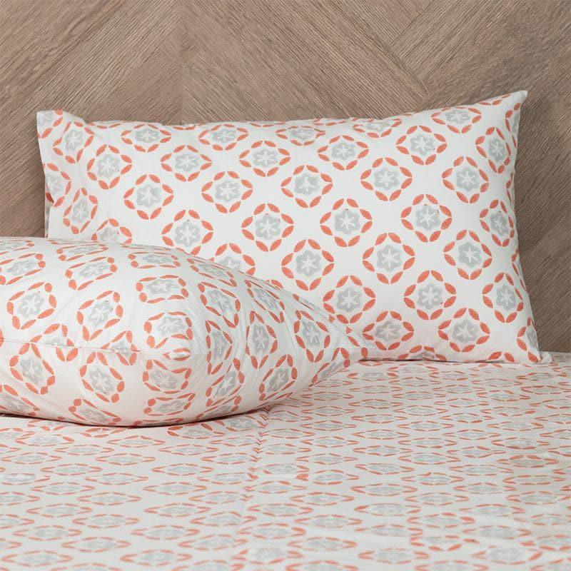 Bedsheets - Floral Grid Ethnic Bedsheet