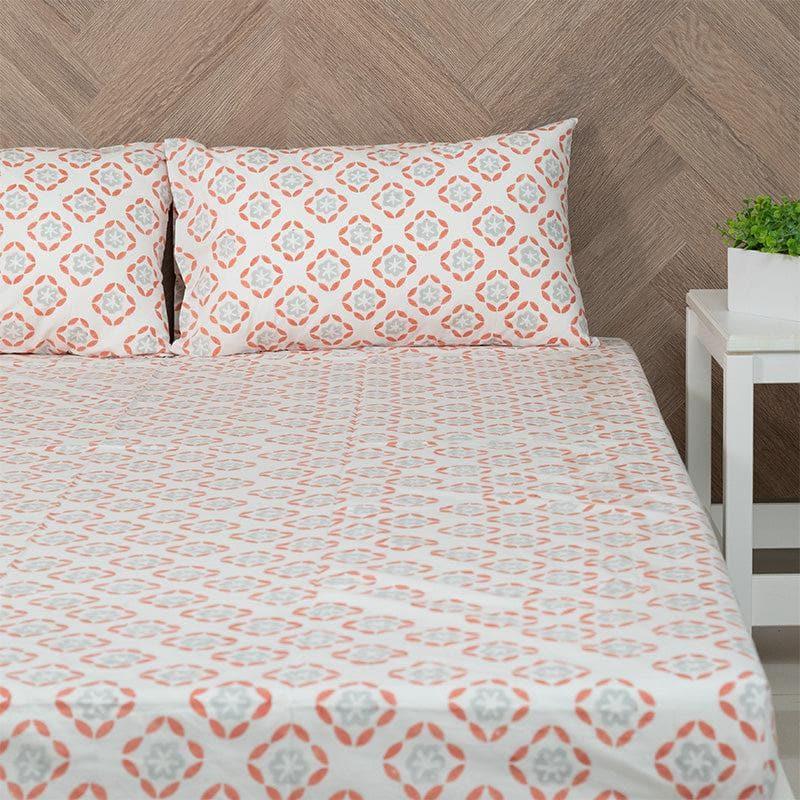 Bedsheets - Floral Grid Ethnic Bedsheet