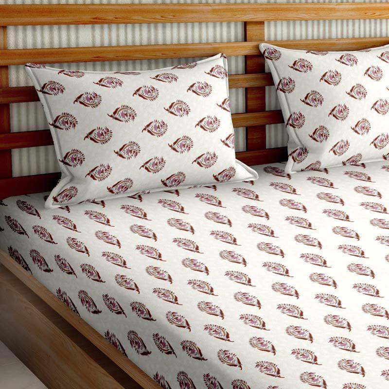 Buy Floral Impression Bedsheet- Red Bedsheets from Vaaree