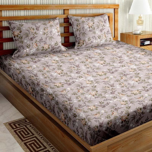 Bedsheets - Floral Whisper Bedsheet - Grey