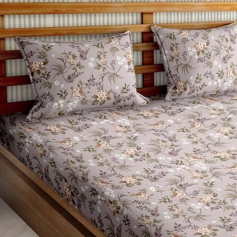 Buy Floral Whisper Bedsheet - Grey Bedsheets from Vaaree