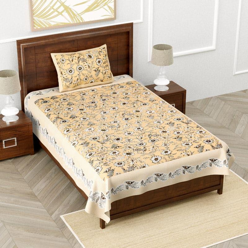 Buy Florencoa Floral Bedsheet - Beige Bedsheets from Vaaree